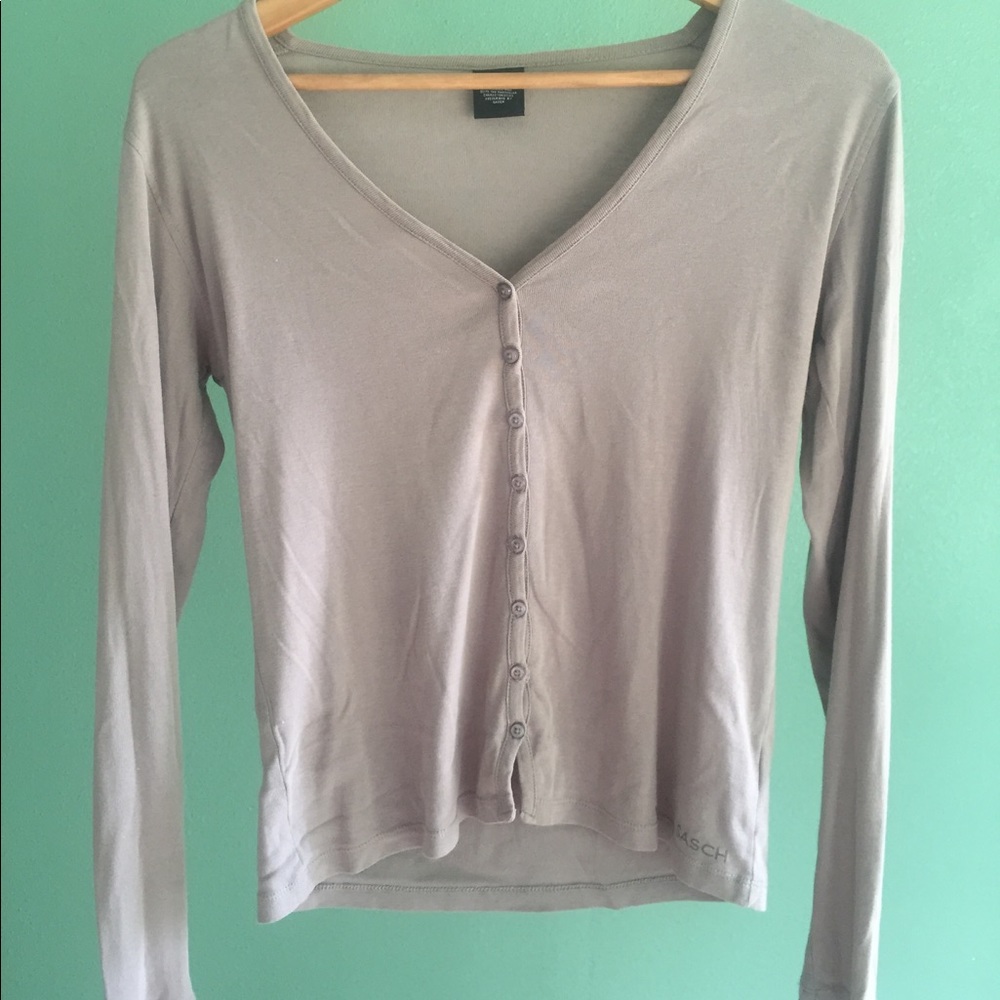 Sasch Knit Long Sleeve Button Up Sweater Blouse